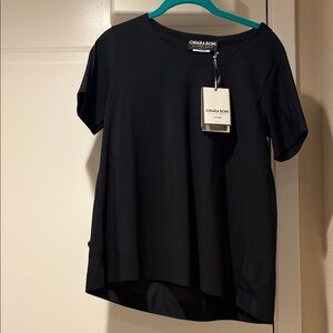 NEW with TAGS Chiara Boni, La Petite Robe, Black Short Sleeve Top, Size XS NWT
